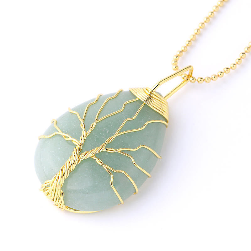 Natural Quartz Crystal Tree Of Life Necklace