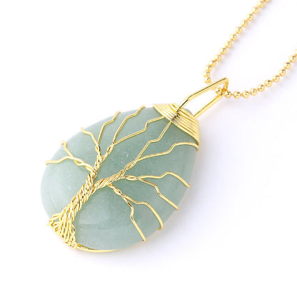 Natural Quartz Crystal Tree Of Life Necklace