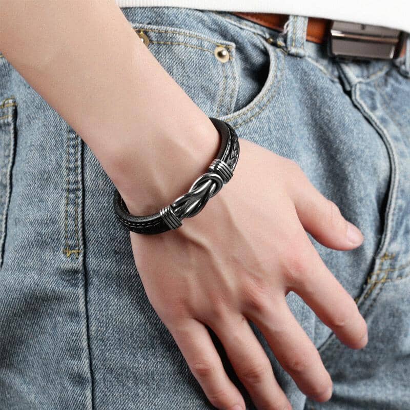 Forever Linked Together Braided Leather Bracelet | To My SON / GRANDSON
