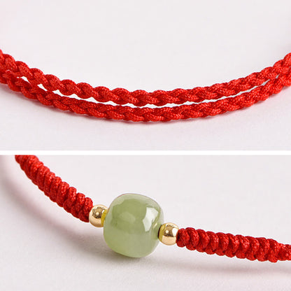 Handmade Jade Lucky Bead Prosperity Braided Bracelet