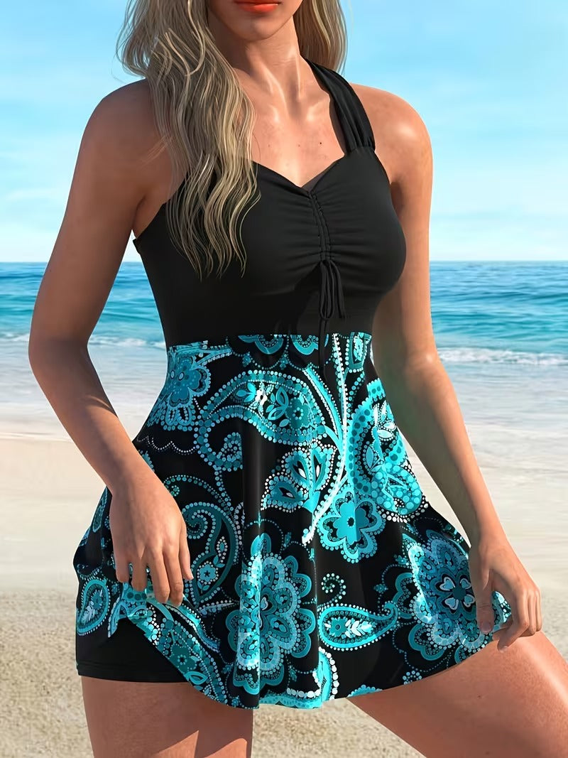 Shapecurve Women's Casual Fashion Tankini Top and Shorts Two-Piece Swimsuit Set