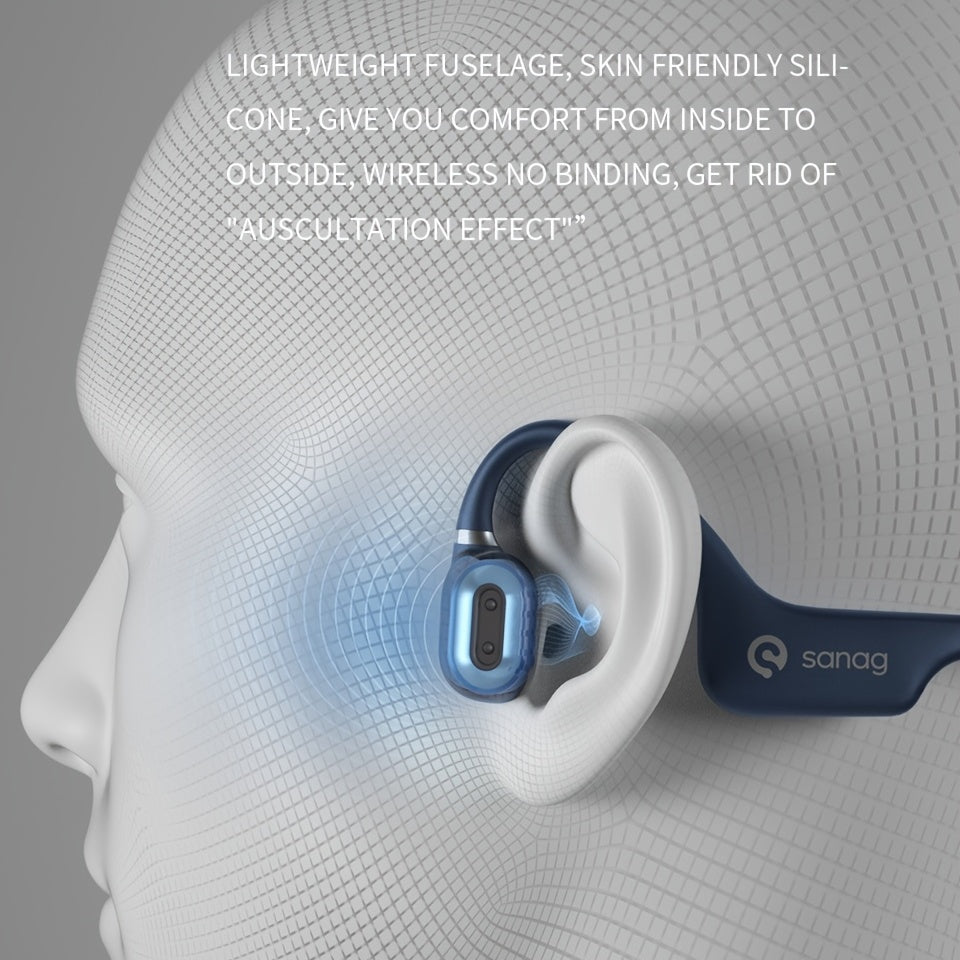 Sanag A5X True Bone Conduction Earphone Open Ear Wireless Sport Headphones Headset 3D Stereo Sound