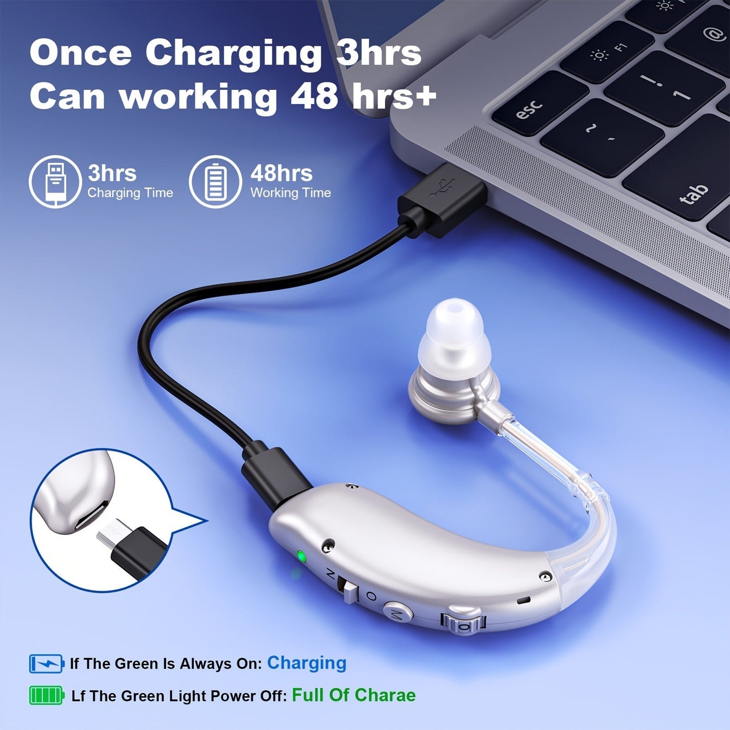 1 Pair-Hearing Aids For Seniors Rechargeable With Invisible Hearing Aid-BTE Rechargeable Hearing Aids