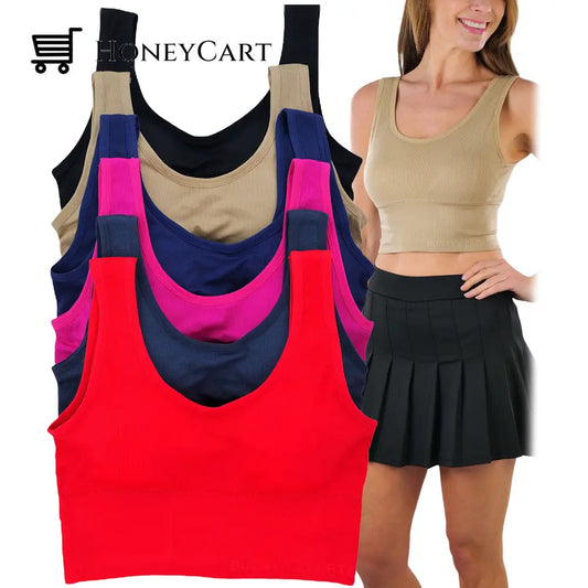 6-Pack: Tobeinstyle Womens Vibrant Padded Double Scooped Lounging Bras Swimwear & Lingerie