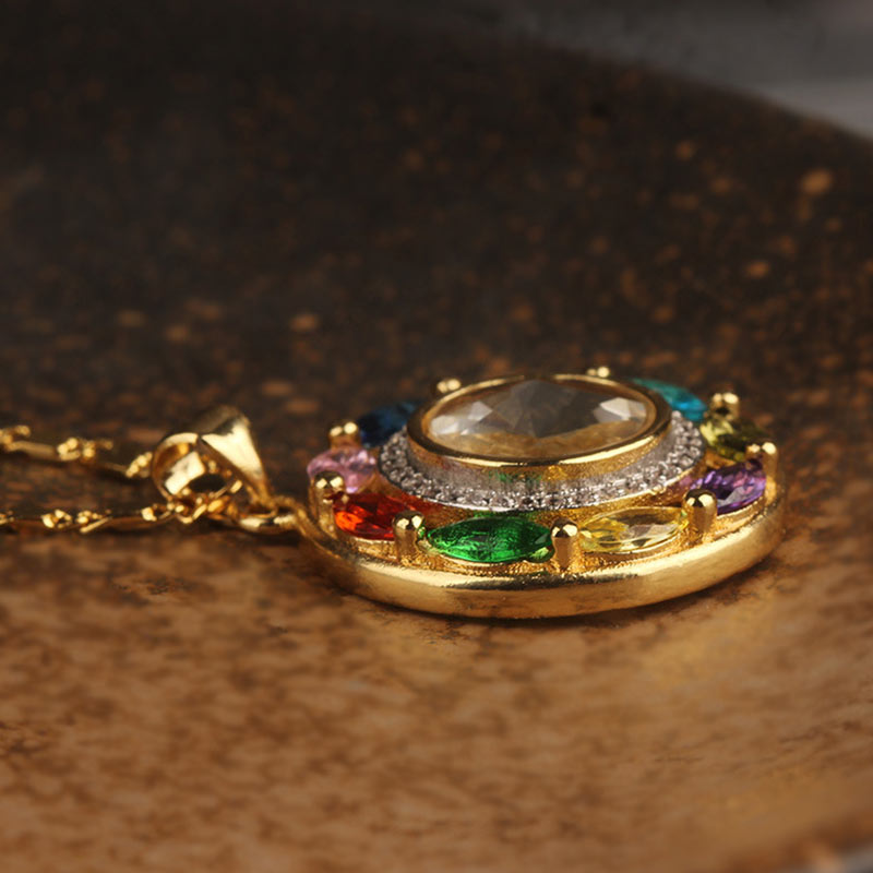 Colorful Zircon Wealth Luck & Prosperity Rotation Bracelet Necklace Pendant