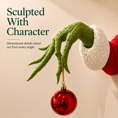 Green Monster Hand Christmas Wall Mount Ornament Holder Decor