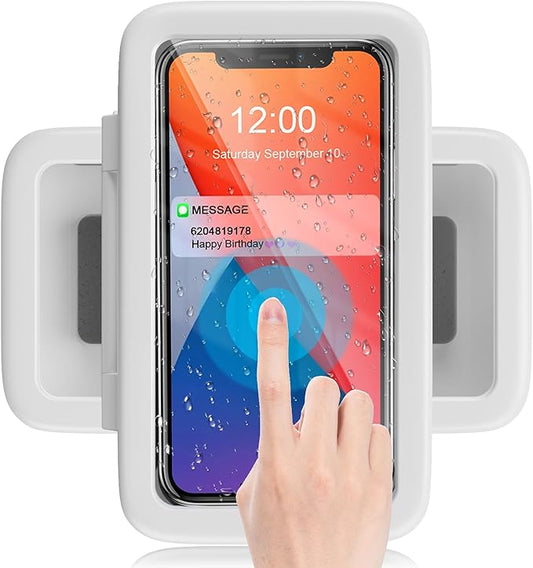 Waterproof Shower Phone Holder – 360° Rotating Anti-Fog Case for High Sensitivity Access, Perfect for Your Bathroom Wall