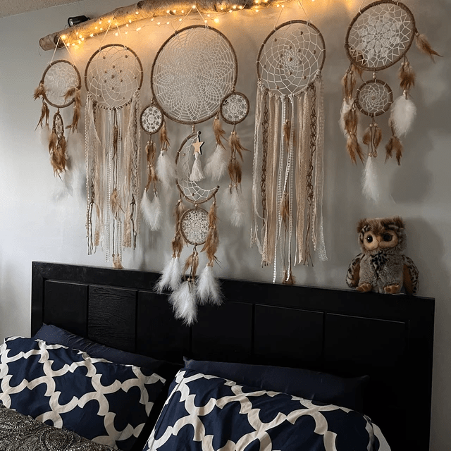 Feather Moon And Stars Dream Catcher - Set of 5