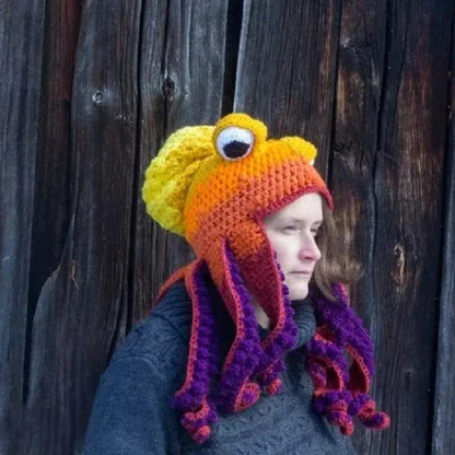 Warm Winter Knitted Octopus Hat