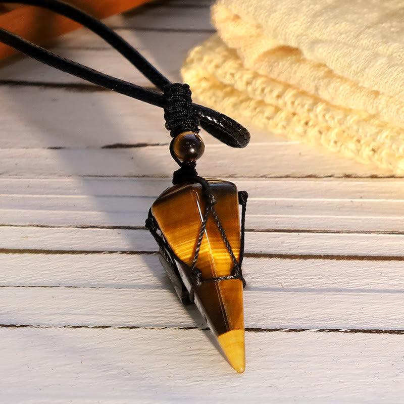 Natural Stone Pointed Pendant Necklace