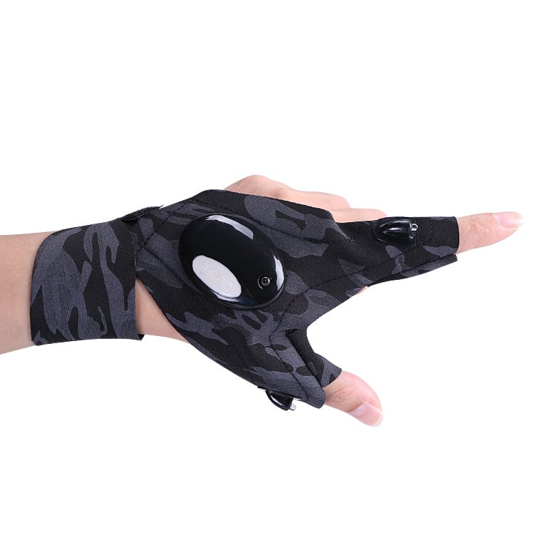 LED Flashlight Waterproof Gloves - Practical Durable Fingerless Gloves