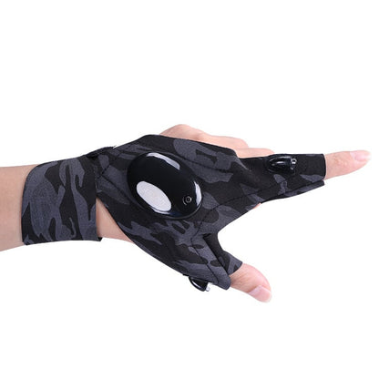 LED Flashlight Waterproof Gloves - Practical Durable Fingerless Gloves