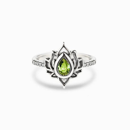 925 Sterling Silver Lotus Zircon Blessing Protection Ring