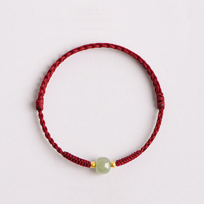 Handmade Jade Lucky Bead Prosperity Braided Bracelet