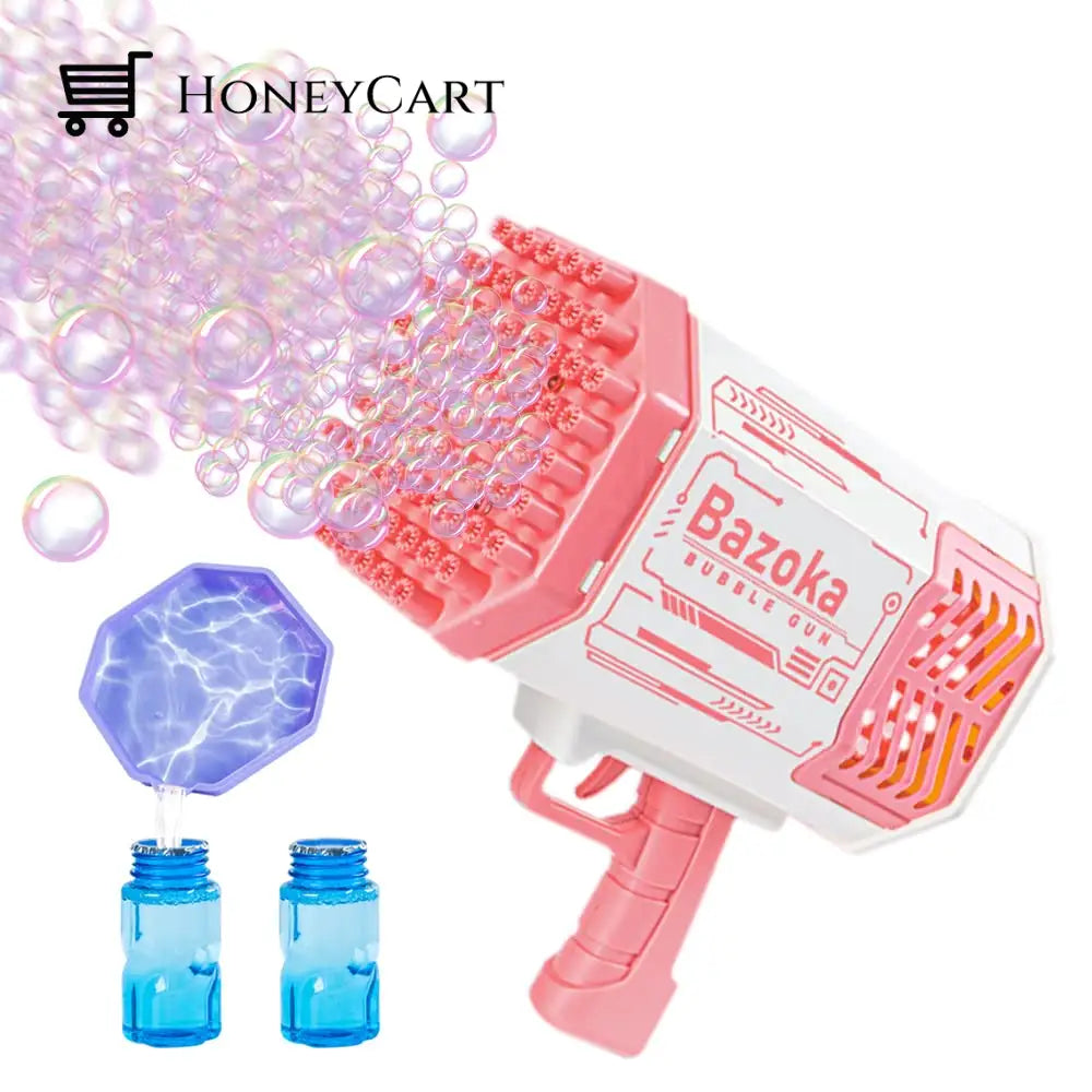 69-Hole Bubble Gun With Colorful Led Lights Pink