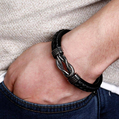 Forever Linked Together Braided Leather Bracelet | To My SON / GRANDSON