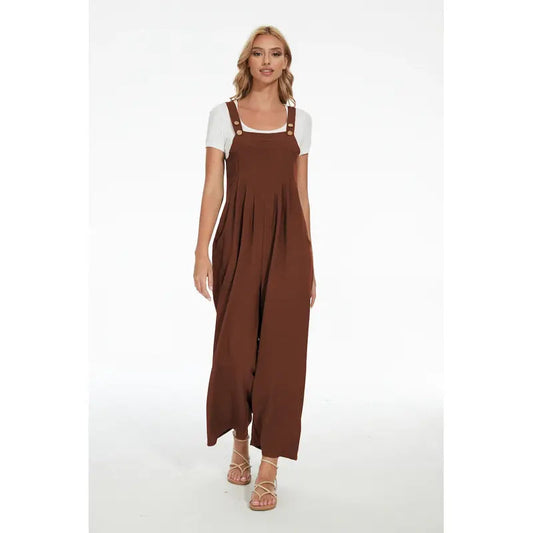 Plus Size Wide Leg Overalls Strap Jumpsuit