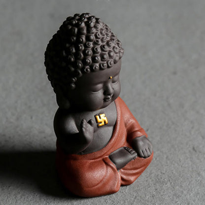 Small Buddha Purple Clay Home Desk Decoration Home Decor