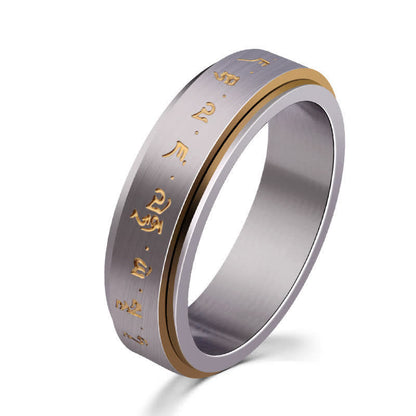 Titanium Steel Balance Rotatable Mantra Ring