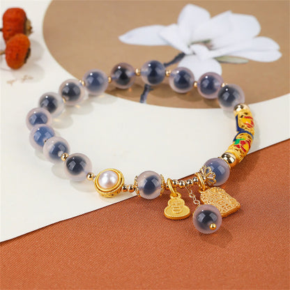 Blue Candy Agate Amulet Strength Bracelet