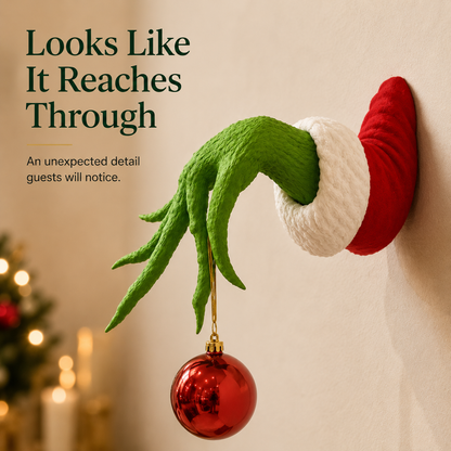 Green Monster Hand Christmas Wall Mount Ornament Holder Decor