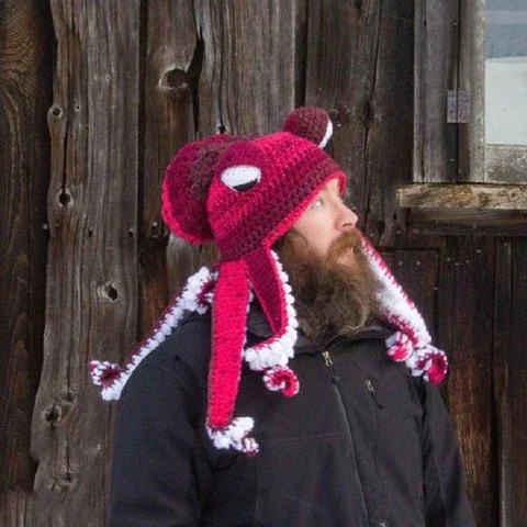 Warm Winter Knitted Octopus Hat