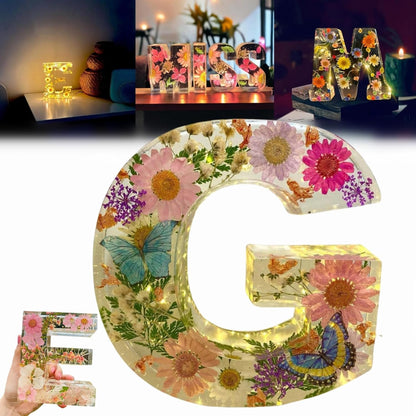 Resin Dried Flower Printed Letters LED Night Light