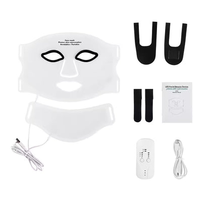 GlasSkin LED Lite Mask | Silicone LED Mask Face With Neck | 7 Colors LED