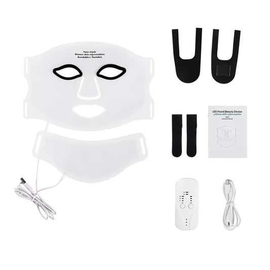 GlasSkin LED Lite Mask | Silicone LED Mask Face With Neck | 7 Colors LED