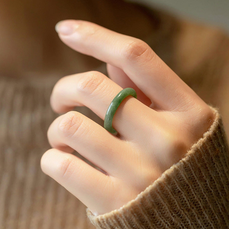 Natural Jade Prosperity Abundance Ring