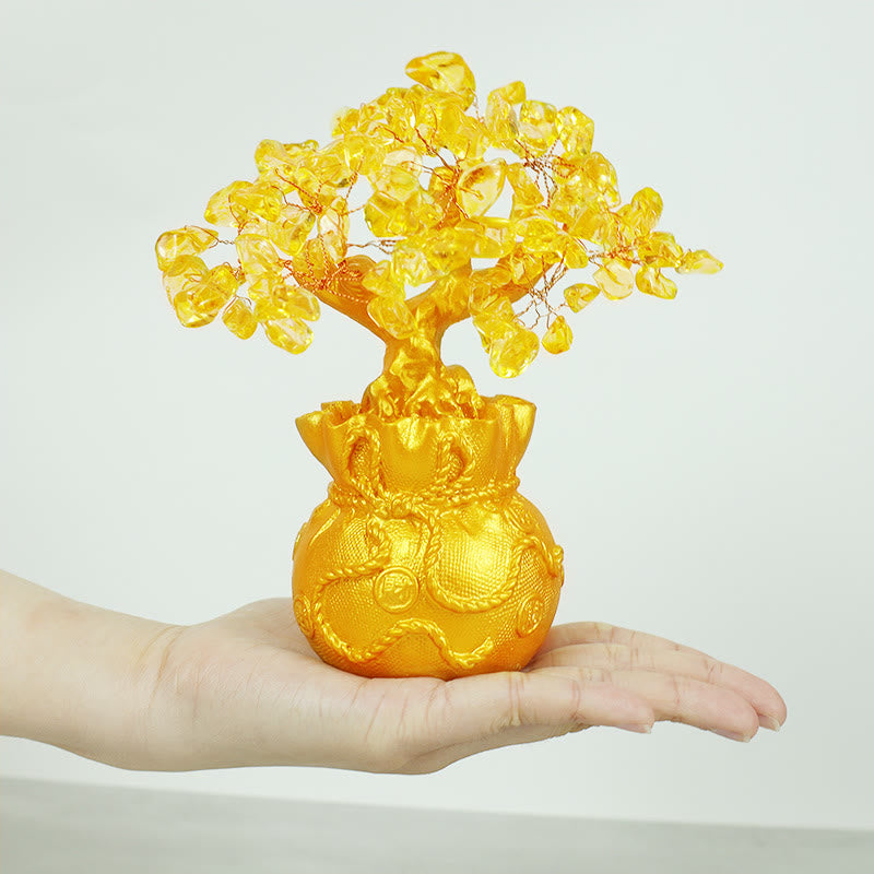 Natural Citrine Feng Shui Money Tree Gemstone Ornament