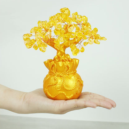 Natural Citrine Feng Shui Money Tree Gemstone Ornament