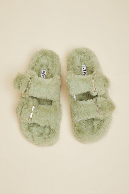 Cape Robbin Soft Steps Buckled Fuzzy Sandals