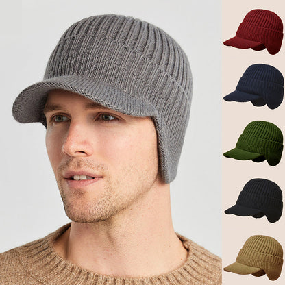 Outdoor Riding Elastic Warm Ear Protection Knitted Hat for Men