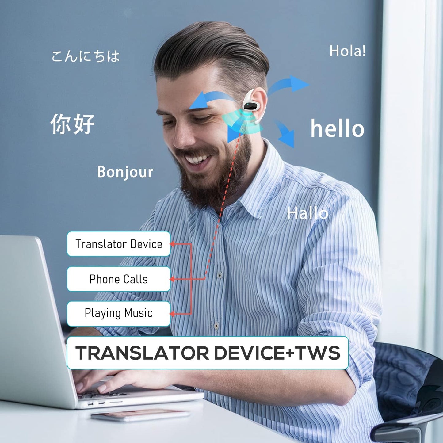 Live Language Translator Earbuds – Real-Time Two-Way Communication in 144 Languages and Music