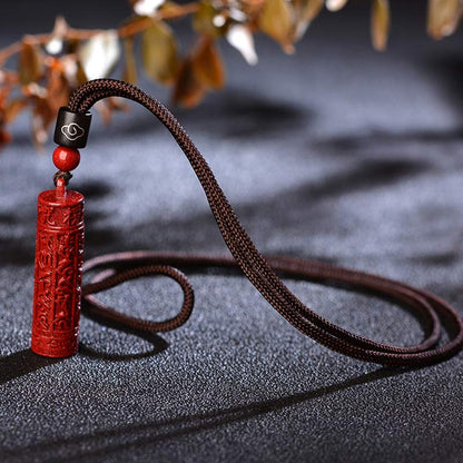 Tibetan Buddhist Cinnabar Mantra Spirituality Concentration String Necklace