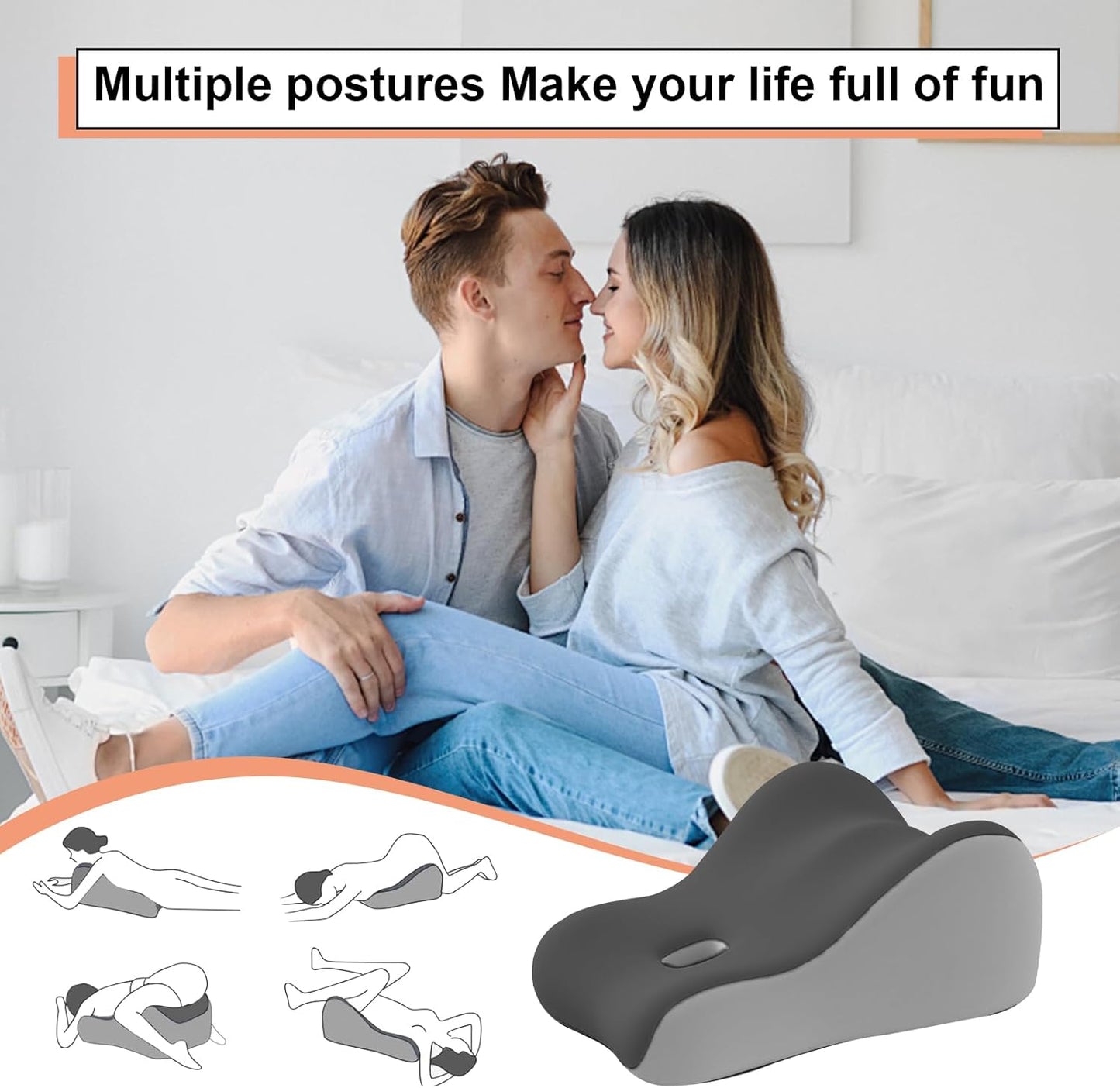 Intimacy Support Wedge Pillow for Couples, Adult Memory Foam Pillow