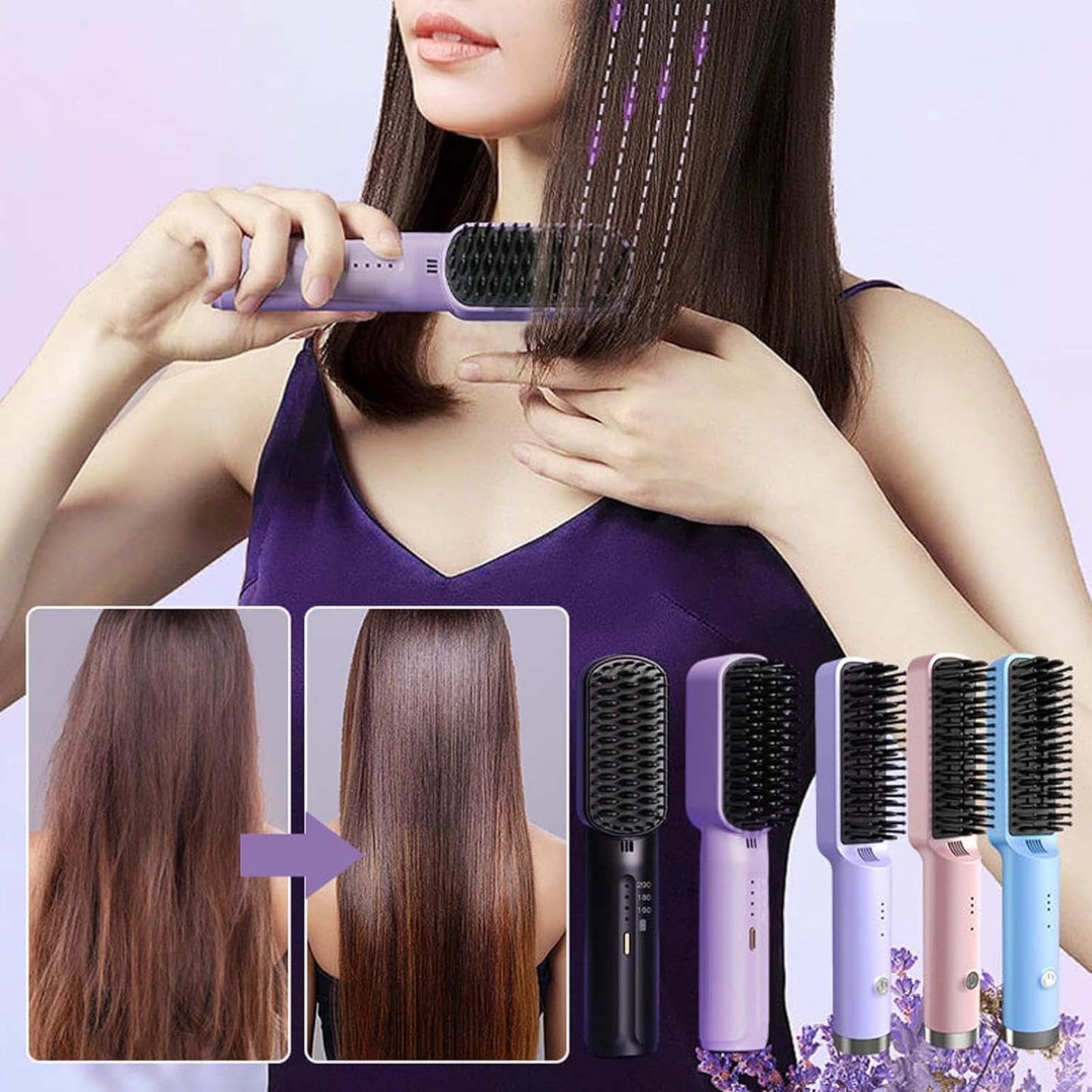 Rechargeable Frizz Away Hair Smoothing Comb