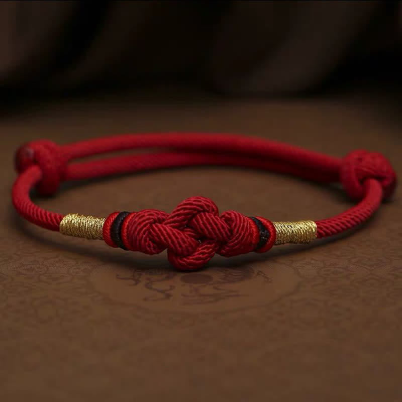 Red String Jade Luck & Good Fortune Knot Braided String Bracelet