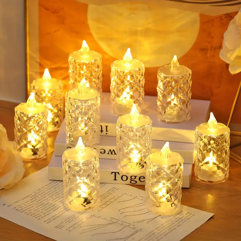 3pcs/SET Crystal Flameless Candle Light