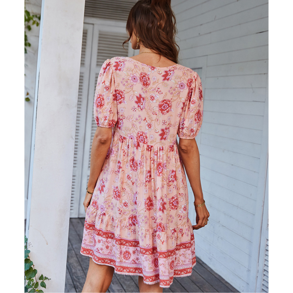 Women Boho Printed Short Dress