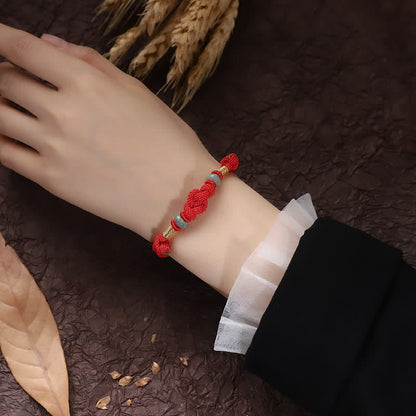 Red String Jade Luck & Good Fortune Knot Braided String Bracelet