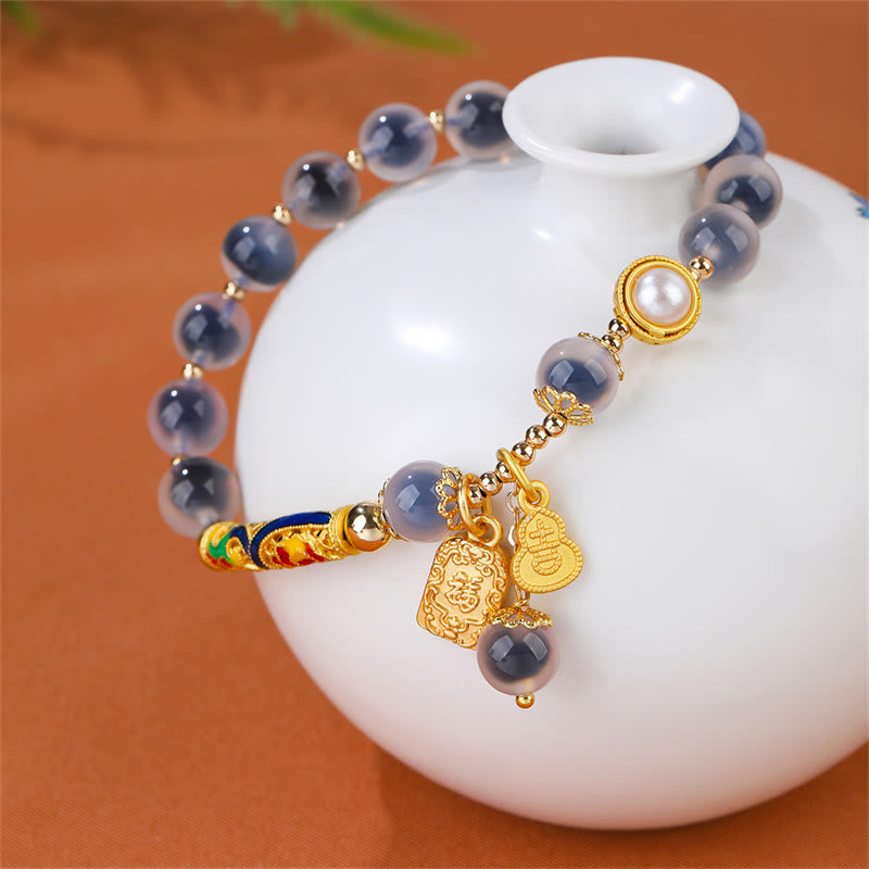 Blue Candy Agate Amulet Strength Bracelet