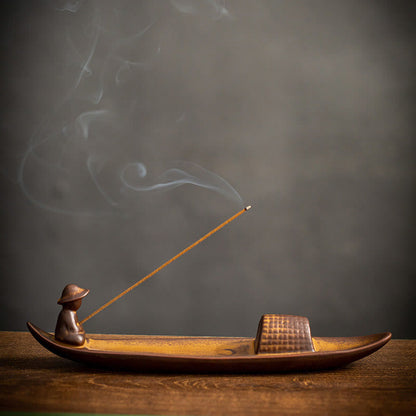 A Lonely Fisherman Ceramic Healing Incense Burner