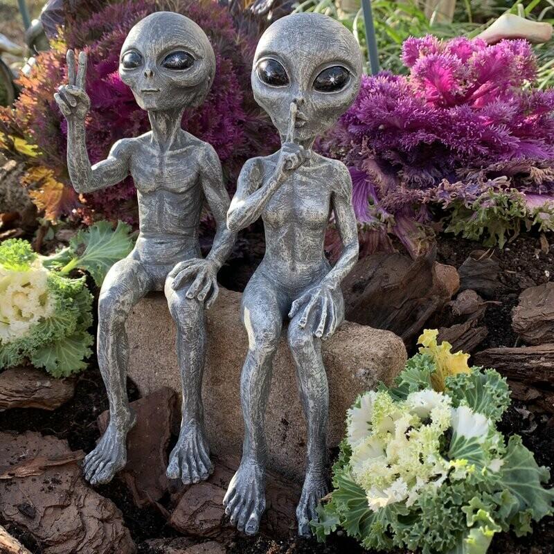 Outer space alien garden statue