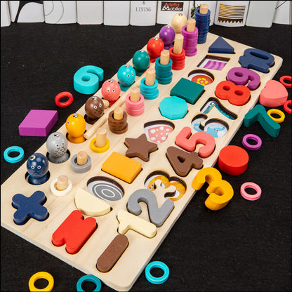 5 in 1 Wooden Number Puzzle Montessori Toy