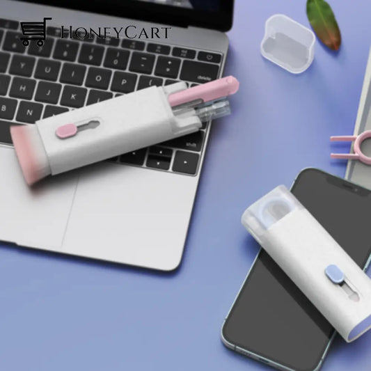 7In1 Computer Phone Cleaning Set Pink Fiber Cards & Brushes