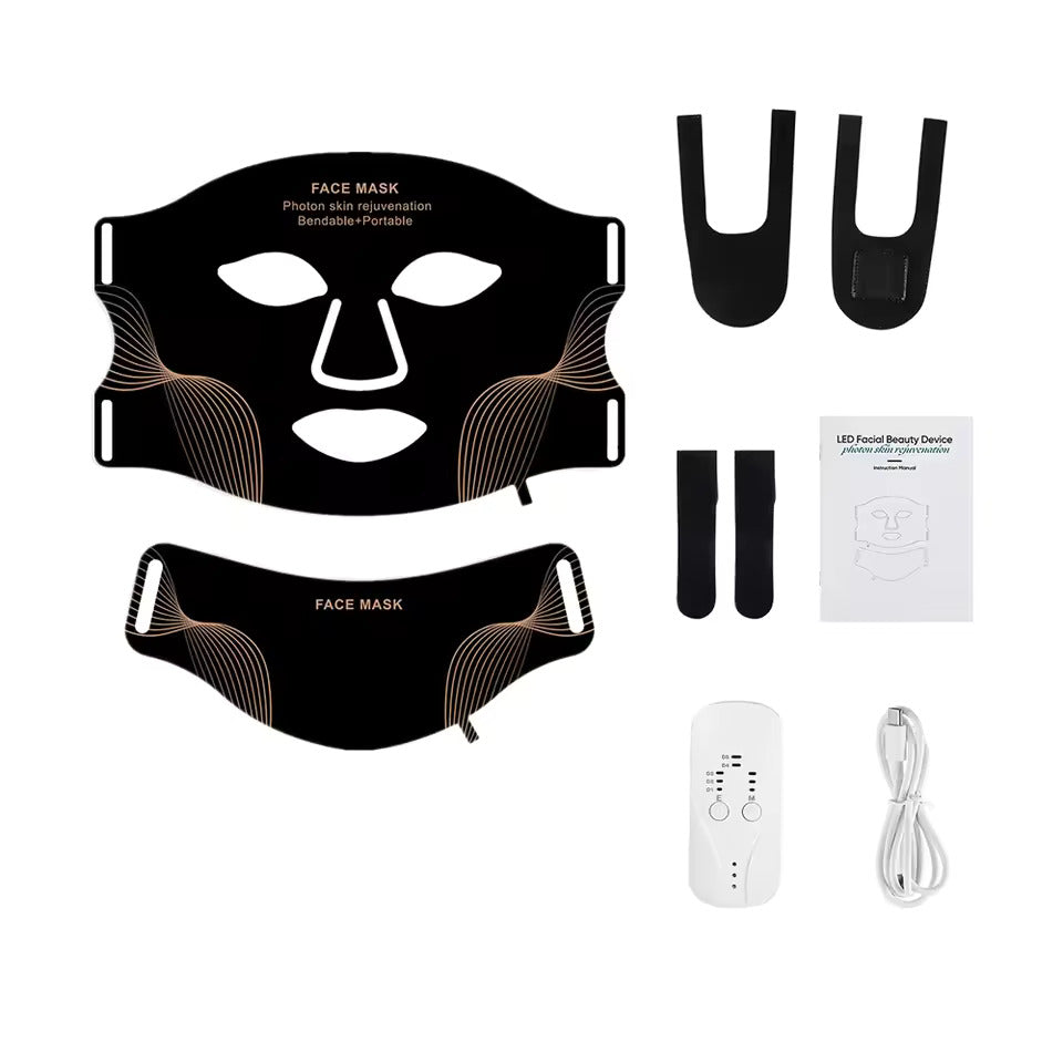 GlasSkin LED Lite Mask | Silicone LED Mask Face With Neck | 7 Colors LED