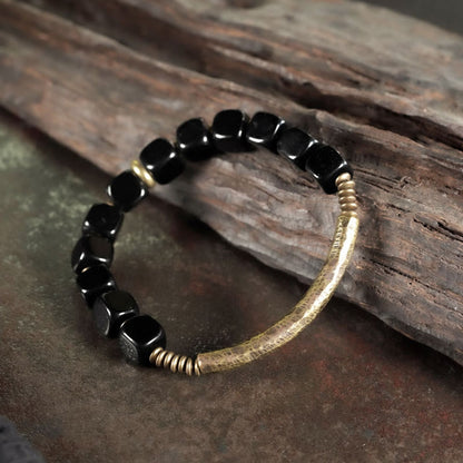 Black Obsidian Crystal Copper Power Couple Bracelet