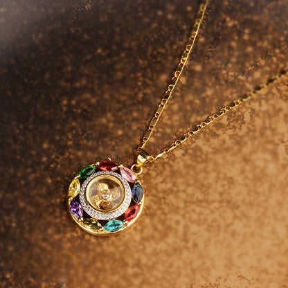 Colorful Zircon Wealth Luck & Prosperity Rotation Bracelet Necklace Pendant